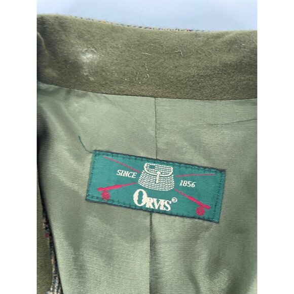 Vintage Orvis Wool Blazer Womens Plus Size 20 Herringbone Suede Green Academia - Picture 3 of 10